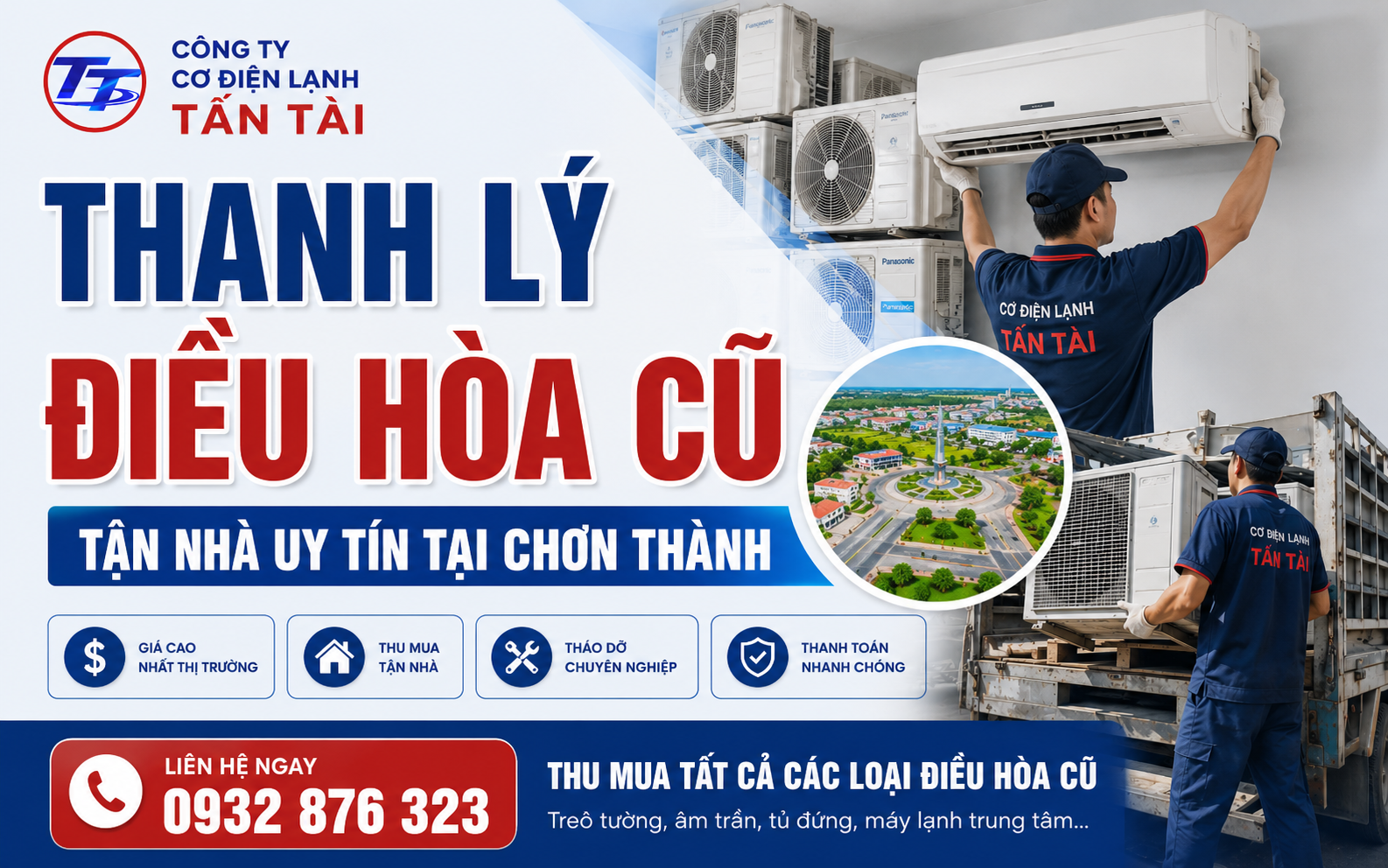 Thanh lý điều hòa cũ tận nhà uy tín tại Chơn Thành